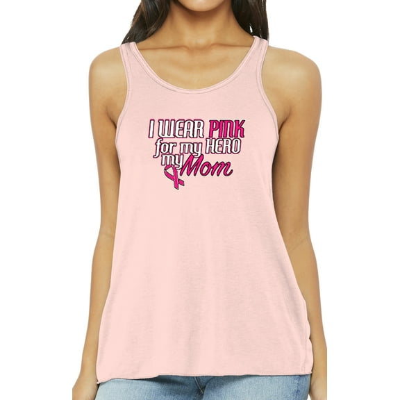 Ladies Breast Cancer Awareness "Hero Mom" Tank Top - Light Pink, 2XL
