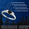 thumbnail image 2 of Gem Stone King 925 Silver and 10K Yellow Gold Black Onyx and White Zirconia Engagement Ring for Women | 0.98 Cttw | Round 5MM | Gemstone December Birthstone | Size 5, 2 of 6