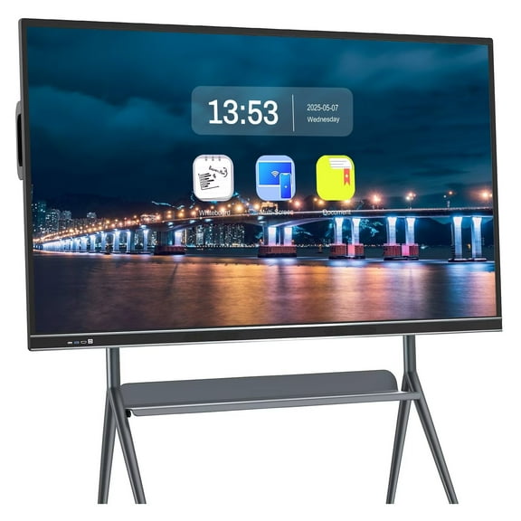 Smart Board 75 Inch Touch Screen All-in-One Interactive Whiteboard with Dual System, Great for Classroom Engagement, Office Collaborations & Professional Presentations