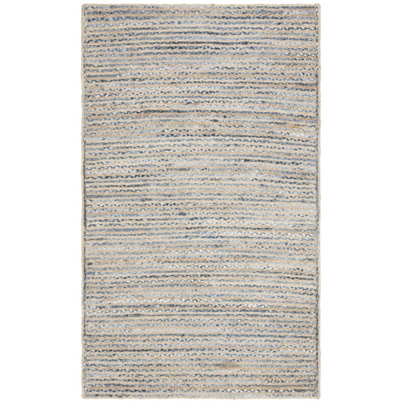 SAFAVIEH Cape Cod Andrina Braided Striped Jute Area Rug, 8' x 10', Natural/Blue