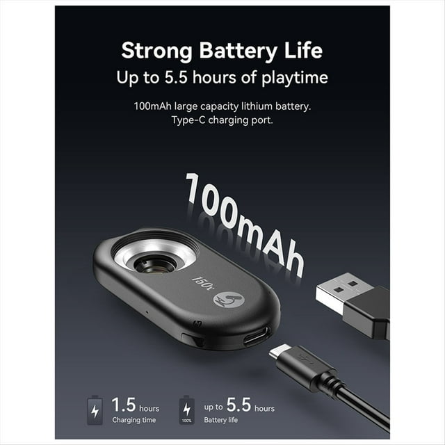 MS150 Lupa de Microscopio Portátil para Teléfono Móvil 150X HD Detección de Luz Púrpura para Teléfono Móvil CPL Universal