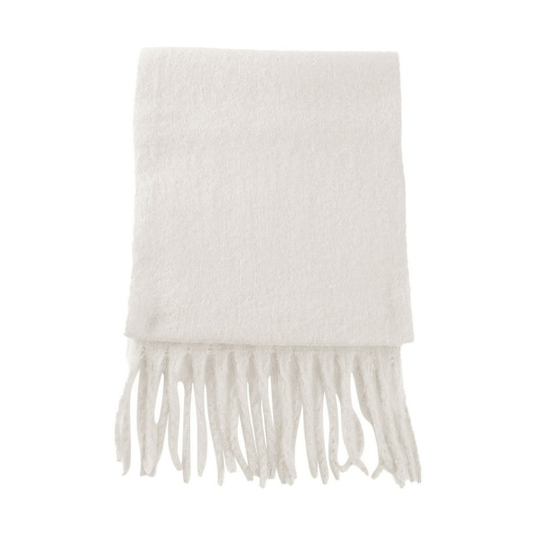 White Scarf Women's Winter Thickened Macaron Warm Shawl Solid