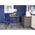thumbnail image 2 of Mid-Back Navy Faux Leather Chair with Gold Finish Arms and Base K/D, 2 of 7