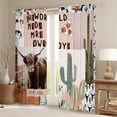 thumbnail image 2 of Homewish Rustic Highland Cattle Black Out Curtains,Country Western Cowgirl Curtains Pack of 2 (42x63 Each),Retro Bull Skull Bedroom Curtains For Boys Girls,Breathable Home Decor, 2 of 6