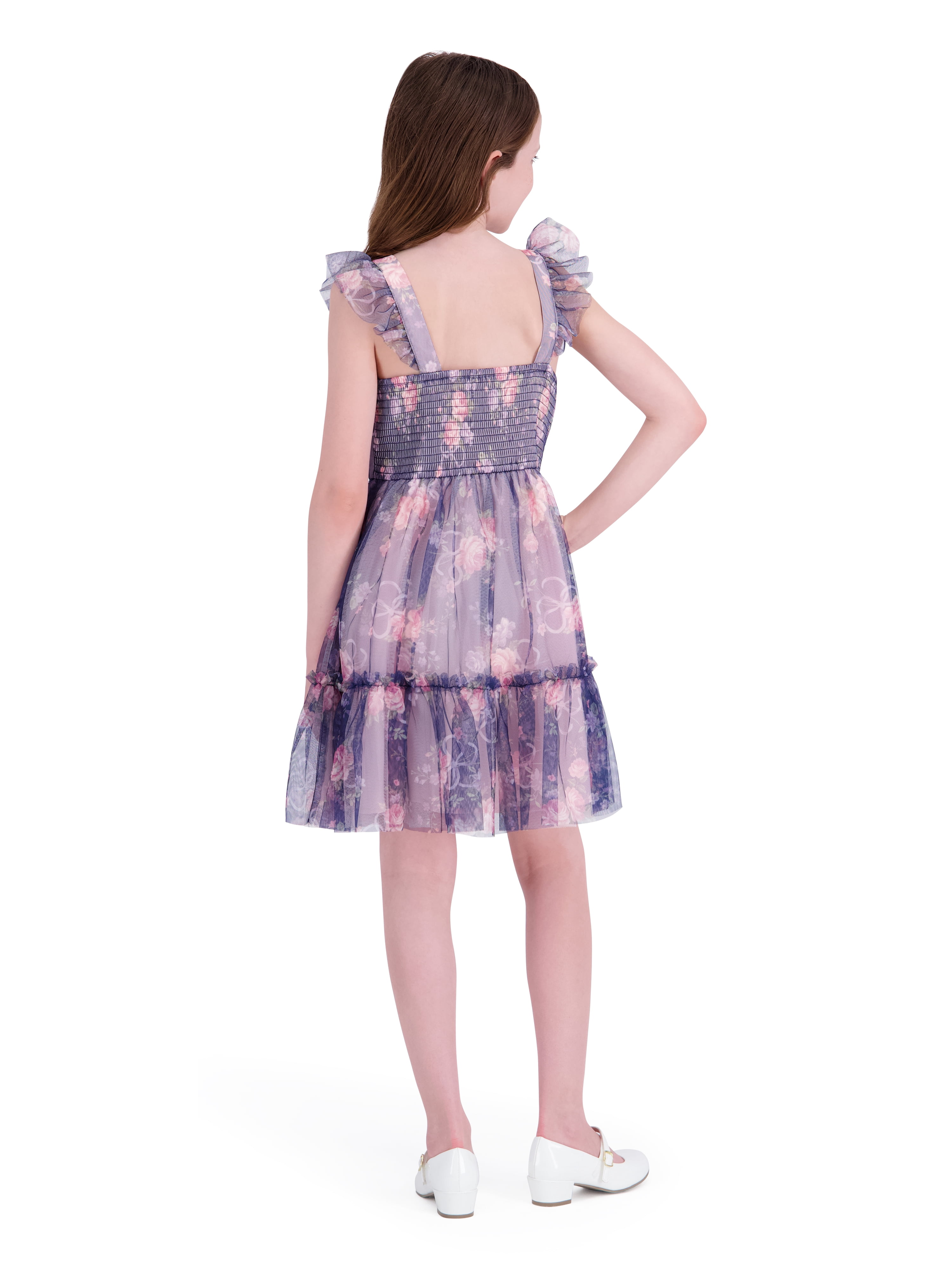 Kensie Girl Sleeveless Printed Soft Mesh Navy Dress, Sizes 4-16
