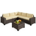 thumbnail image 2 of Lofka 6 Pieces Outdoor Patio Conversation Set with Beige Pillows Balcony Furniture Set for Porch, Garden, Deck and Backyard, 2 of 9