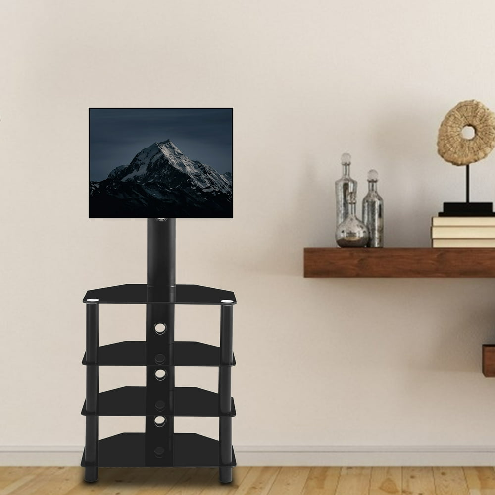 Corner TV Stand, 4 Tier Glass TV Stand for 3255 inch LCD LED TV