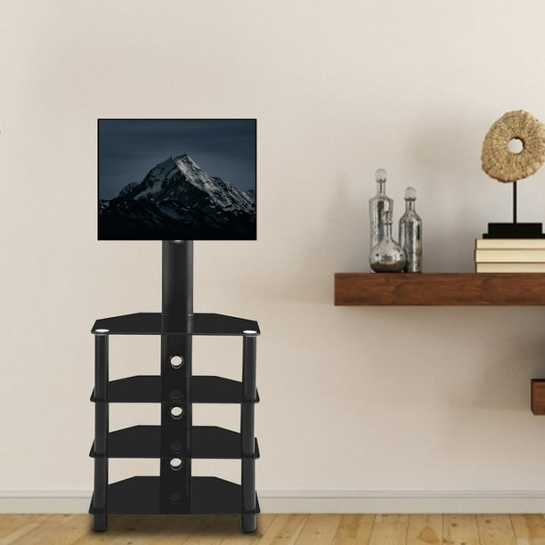 Corner Tv Stand 4 Tier Glass, Wooden Corner Tv Stand With Mount