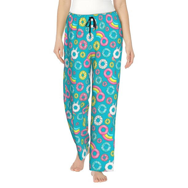Balery Donut Pantalones de pijama para mujer, pijamas ultraligeros, pantalones de estar por casa-Medium