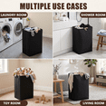 thumbnail image 5 of BASILKIT 75L Collapsible Canvas Laundry Basket with Wooden Handles, Freestanding for Bedroom Bathroom Dorm Laundry Room, 5 of 8