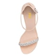 thumbnail image 3 of FSJ Women Classic Open Toe Sandals Decorative Mid Heel Ankle Strap Single Band Dress Shoes Size 10 Nude, 3 of 4