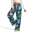 thumbnail image 2 of Women's Fashion Casual Loose Printed Wide-Leg Sports Pants with Christmas Print, Comfortable Home and Outdoor Wear, Elastic Waist with Drawstring for Easy Fit, Green, M, 2 of 7