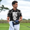 thumbnail image 3 of Honeii White Black Sheep skull Print Polo Shirt, A Classic Short-Sleeved, Button-Down Golf Shirt for Men,Mens Polo Shirts Short Sleeve-Small, 3 of 6