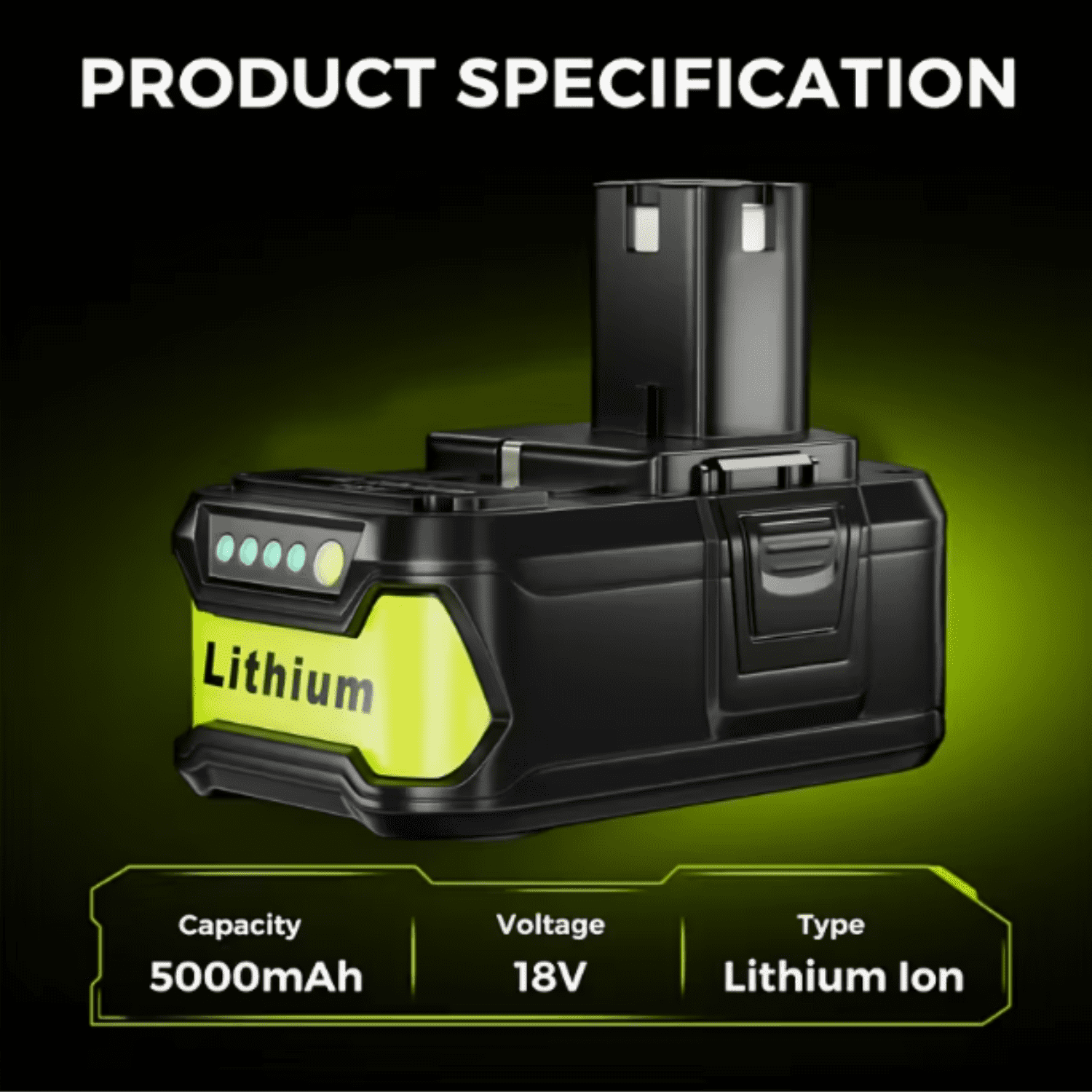 2PACK 5.0Ah Replace for RYOBI P108 18V One Plus High Capacity Lithium Ion Battery 18V