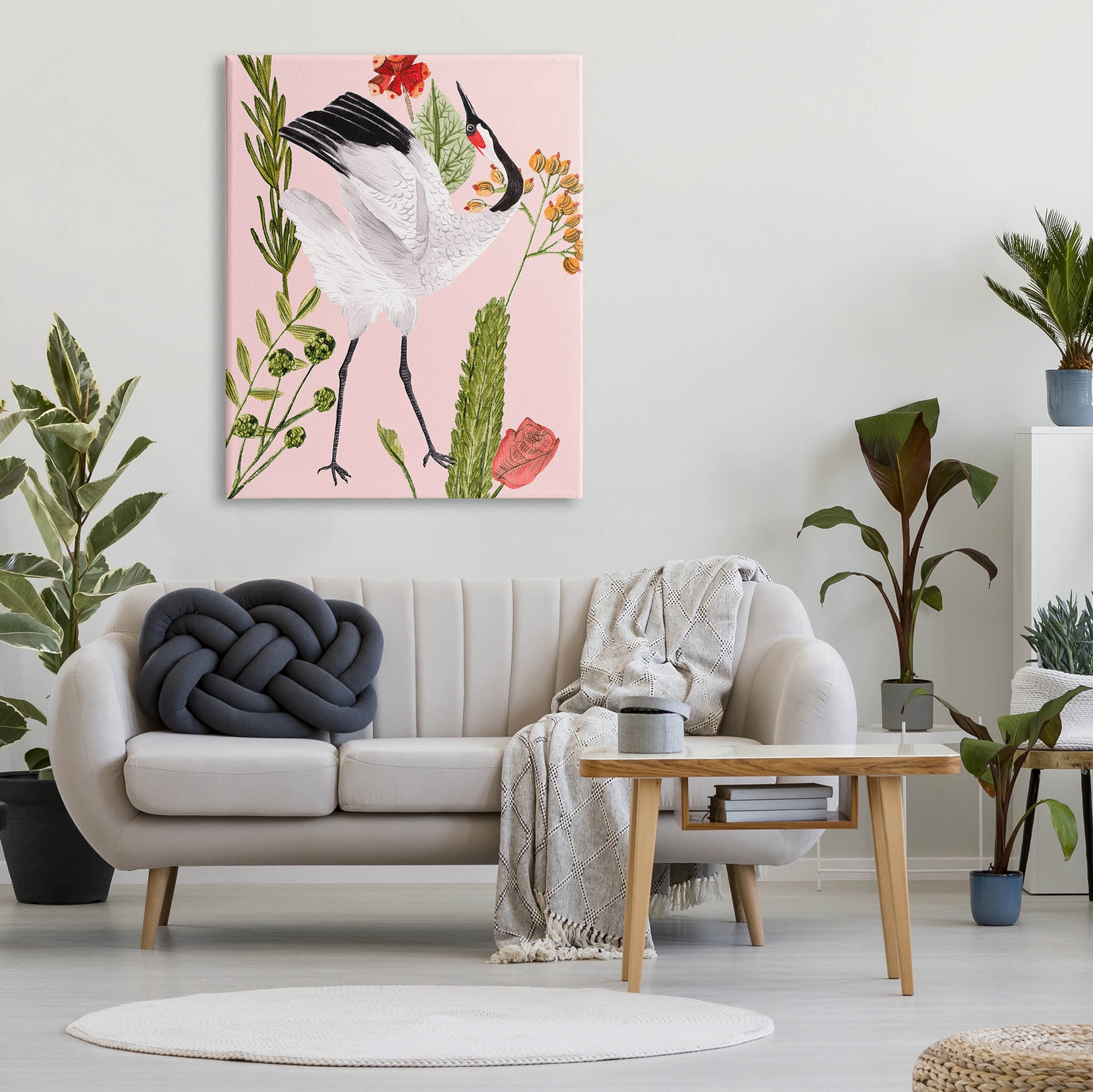 Stupell Industries Tropical Crane Bird Botanicals Graphic Art Gallery Wrapped Canvas Print Wall Art, Design by Melissa Wang