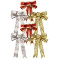 thumbnail image 3 of a polished and engaging product description based on your input:\n\n \n\n**6pcs Glitter Christmas Cloth Bows – Gold, Silver & Red Sparkling Xmas, 3 of 4