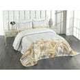 thumbnail image 3 of Ambesonne White Quilted Bedspread Set 3 Pcs, Sea Shells on Timber, King Size, Pearl Ivory, 3 of 5