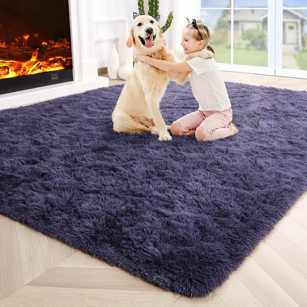 Alfombra de Área Noahas Fluffy Taro Morada 120x180 cm para Dormitorio