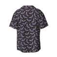 thumbnail image 6 of Lsque Bat Purple print Men's Cuban Collar Short Sleeve Shirt Summer Beachwear Casual Button Down Fashionable Vacation Leisure Shirt-Large, 6 of 7