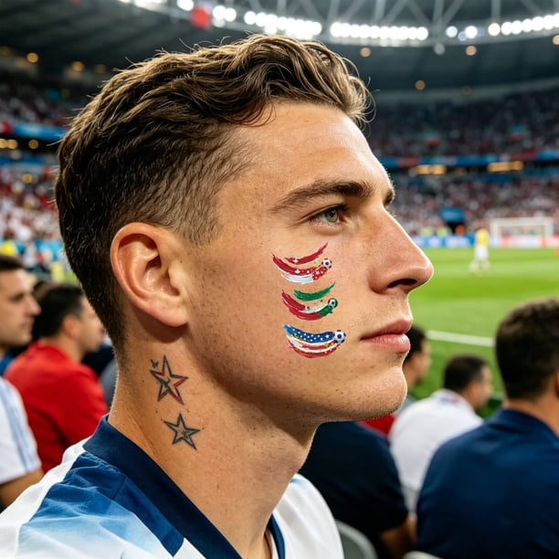 Tatuajes temporales para rostro y cuerpo: tatuajes de fútbol resistentes al agua para aficionados al deporte, decoraciones para animar a los hinchas en los partidos, divertidos recuerdos para fi