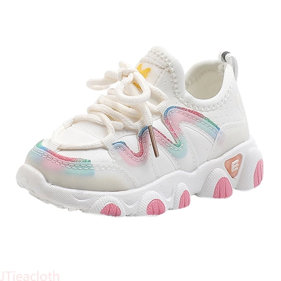 JTieacloth Toddler Little Kids Girls Sneakers Lace Up Soft Leather Sneakers Shoes Classic Walking Sneakers,Sizes 6 Toddler