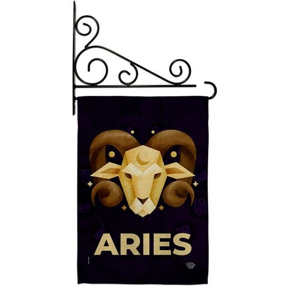 Ornament Collection GS190023-BO-03 13 x 18.5 in. Aries Garden Flag Set for Interests Zodiac Double-Sided Decorative Vertical Flags & House Decoration Banner Yard Gift