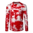 thumbnail image 4 of T-shirts d'Automne pour Homme Col Rond Manches Longues Hauts Imprimé Teinture sur Nœuds Blouses d'Automne, 4 of 5