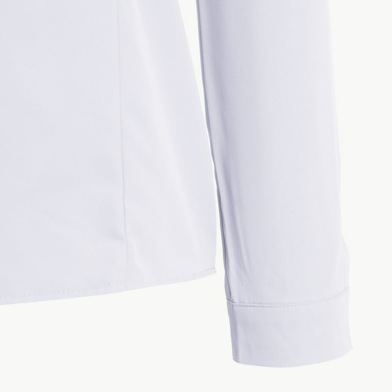 Huesdet Fitted Button Up Shirts for Women Oxford Shirt Cotton Dress Shirts  Collared Long Sleeve Free Blouse Tops(White,XL) - Walmart.com