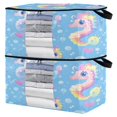 thumbnail image 2 of WOBOGO Pattern Featuring Cute Baby Seahorses Clothes Storage 2Pack Foldable Thick Fabric Blanket Organizer Bag with Handle 24.8×16.93×16.17in, 2 of 7