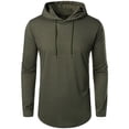 thumbnail image 3 of Momasggi Mens Solid Color Hoodies Casual Long Sleeve Drawstring Hooded Sweatshirt Soft Lightweight Hoodie Slim Fit Fall Casual Pullover Tops Green XL, 3 of 9