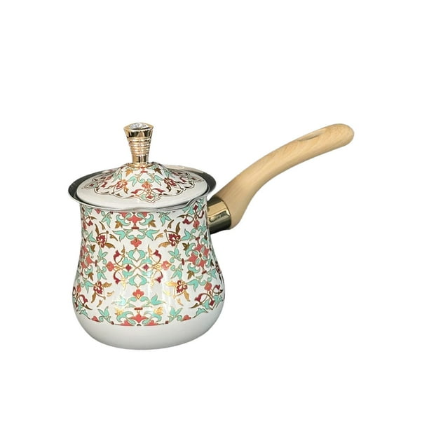 Cafetera turca de acero inoxidable, olla para leche con tapa, olla para derretir , accesorio de cocina, fácil de limpiar, para hacer arte 550 ml