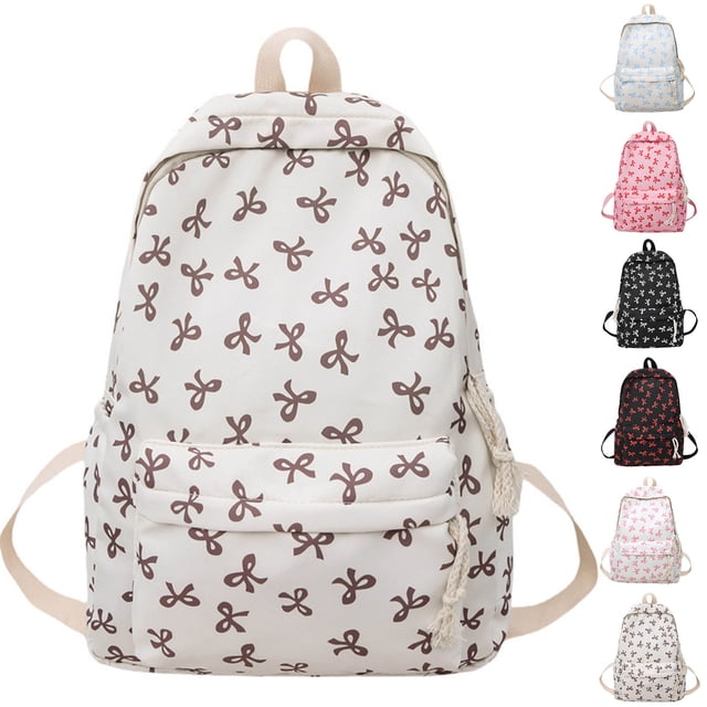 Stylish Bow Backpack Cute Preppy Daypack for Teenage Girls Functional College Bookbag Lightweight Travel Companion