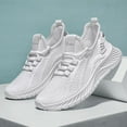 thumbnail image 3 of WOD, Women's Mesh Sneakers, Flyweave Breathable Running Shoes, Rubber Soft Sole Department Running Shoes, White, Size 8, 3 of 6
