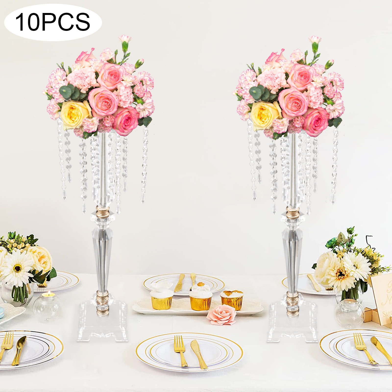 Miumaeov 10Pcs Wedding Centerpieces for Tables Acrylic Vase, 26in Tall