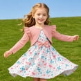 thumbnail image 2 of Aideaone Toddler Girls Dress Sleeveless Floral with Ruffle Cardigan 2 Piece Outfit Set 2-6T, 2 of 7