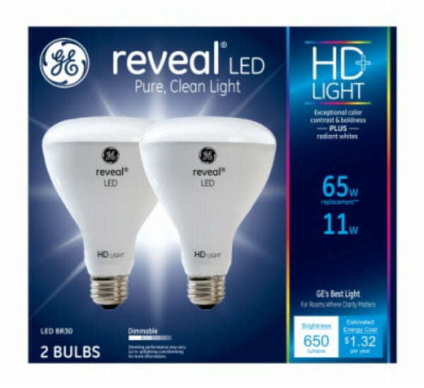 GE BR30 Smart Floodlight, 11W White LED, 2-Pack