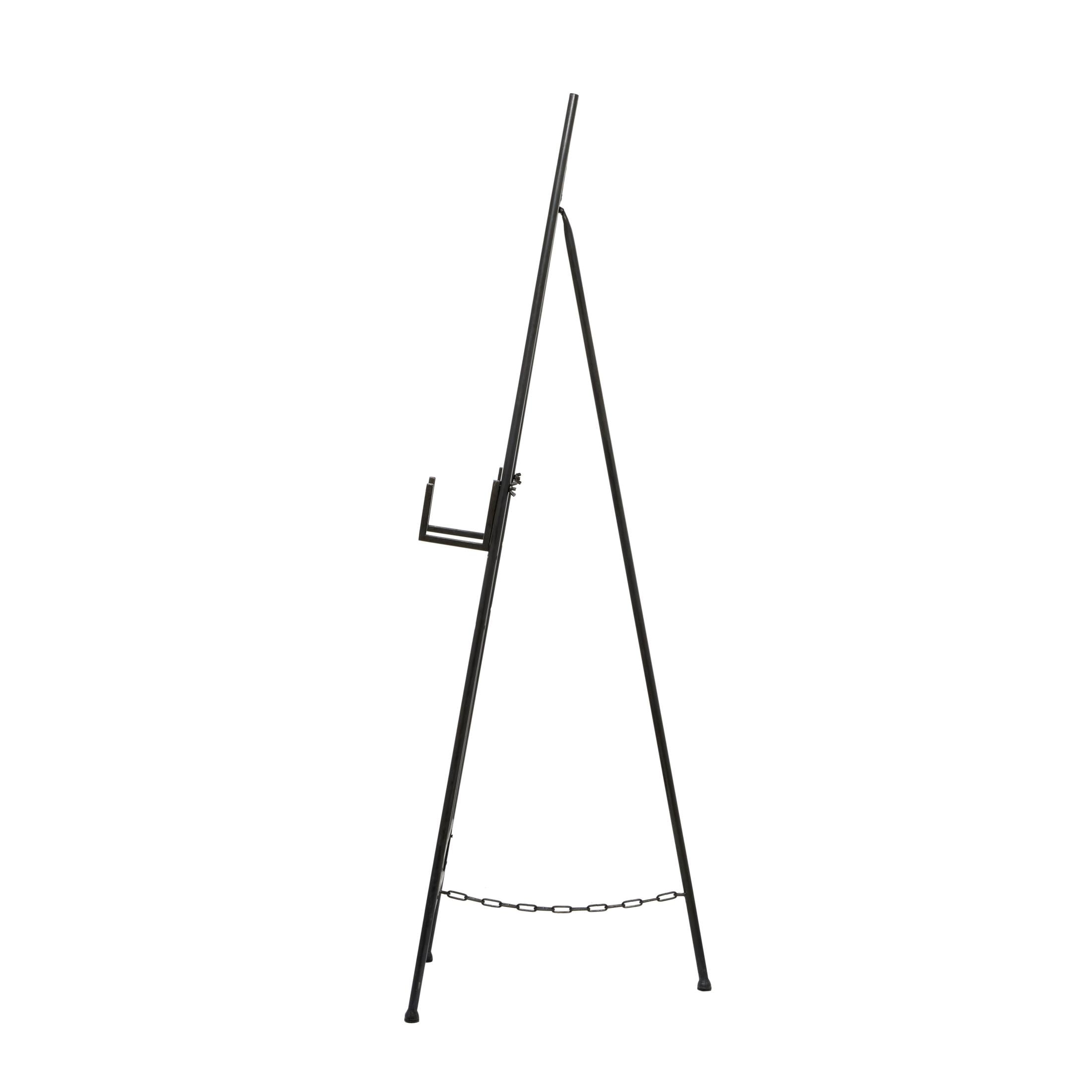 DecMode 16" x 52" Black Metal Tall Adjustable Floor 3 Tier Easel with Wood Panels, 1-Piece