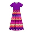 thumbnail image 4 of Girls Casual Maxi Dress, Patchwork Floral Printed Dress, Tween Short Sleeve Summer Beach Dresses with Pockets Kids Plus Size Witch Dress Purple 13Y, 4 of 5