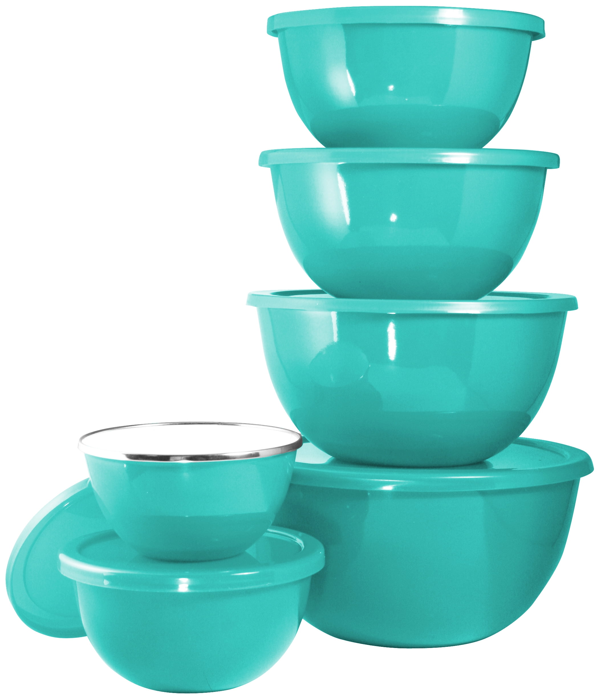 Calypso Basics, 12pc Enamel on Steel Bowl Set, Turquoise