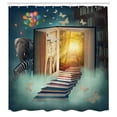 thumbnail image 2 of Ambesonne Fantasy Shower Curtain, Magic Book and Animals, 69"Wx84"L, Teal and Yellow, 2 of 4