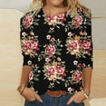 thumbnail image 3 of Birdeem Blouse Mode Femme Manches Trois-Quarts Col Rond Rétro Imprimé de Pâques Ample, 3 of 4