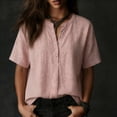 thumbnail image 5 of GUACER Tops for Women Button Down Short Sleeve Henley Shirt, Summer Loose Fit Casual Blouse, 5 of 6