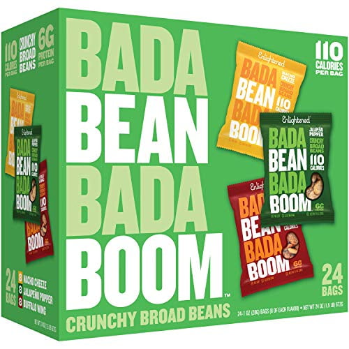 Photo 1 of *EXPITRED 02/23/2023* Bada Bean Bada Boom - Plant-Based Protein, Gluten Free, Vegan, Crunchy Roasted Broad (Fava) Bean Snacks, 100 Calories per Serving, Game Day Box, 1 oz, 24 Pack