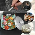 thumbnail image 4 of Yayeee Ashtray with Lid for Cigarette Smokeless Stainless Steel Home Ash Holder, Pink Floral Tomatoes, 4 of 7