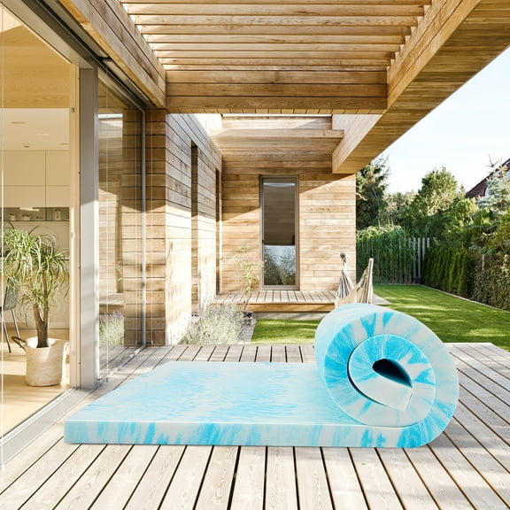 Mattress Topper Memory Foam, 3 Inch Thick Gel Infused Bed Toppers for All Size Bed, Soft Mattress Pads for Sleeper Sofa, RV, Camper, Blue