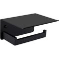 thumbnail image 1 of Soporte de papel higiénico con estante, moderno soporte para papel de cocina de acero inoxidable 304, color negro mate, además de almacenamiento en la pared para teléfono móvil, 1 of 5