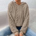 thumbnail image 5 of Fulijie Big And Tall Sweaters,Mens Sweaters Big And Tall Clearance,Womens Fleece Jackets,Women's Solid Plush Spliced New Hooded Thickened Jacquard Long Sleeve Sweater Coat Top, 5 of 7