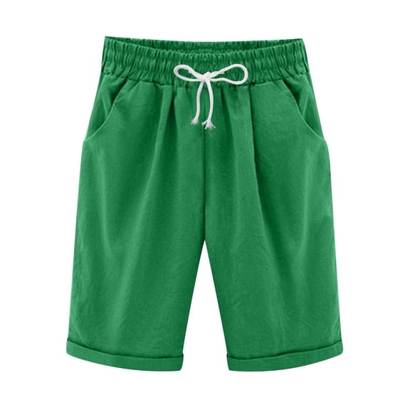 Charmgo Womens Shorts Clearance, Women Summer Cotton Pants Plus Size High Waisted Shorts Lace Beach Workout Shorts Biker Shorts Women, Shorts for Women Trendy Green XXXL