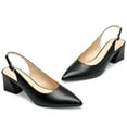 thumbnail image 4 of Zhabtuc Fashion Pointed Toe Slingback Heels Block Wedge Shoes Prom Party Shoes Black Size 8, 4 of 6