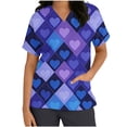 thumbnail image 2 of RKSTN Womens Scrubs Valentine's Day Colorful Hearts Print Plus Size Spring Summer V Neck Color Block Short Sleeve Pocket Comfort Caregiver Top, 2 of 5